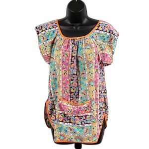 Custom made vintage 70s smock housewife top size S/M